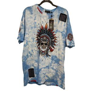 Black Label Affliction Mens T-Shirt Skull Rhinestone Nighthawk Size 2XL‎